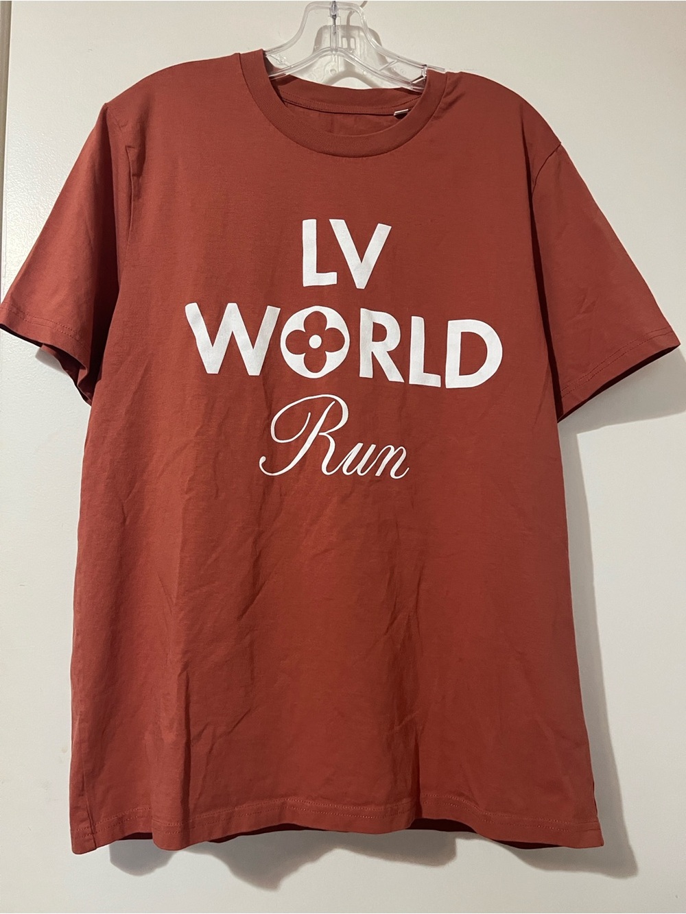 LV World Run Graphic Tee - Rust with White Print